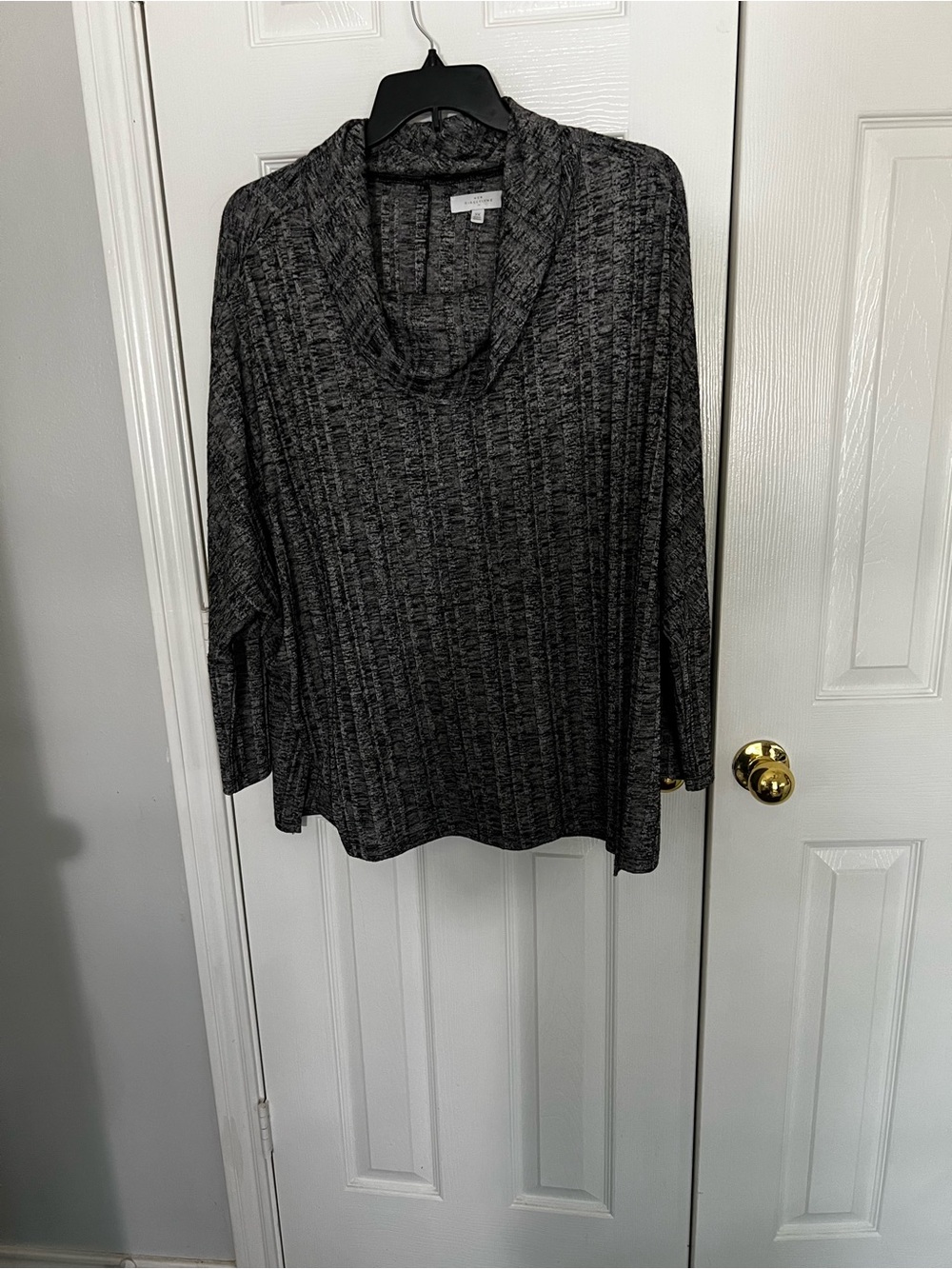 new directions Charcoal Ribbed Cowl Neck Sweater